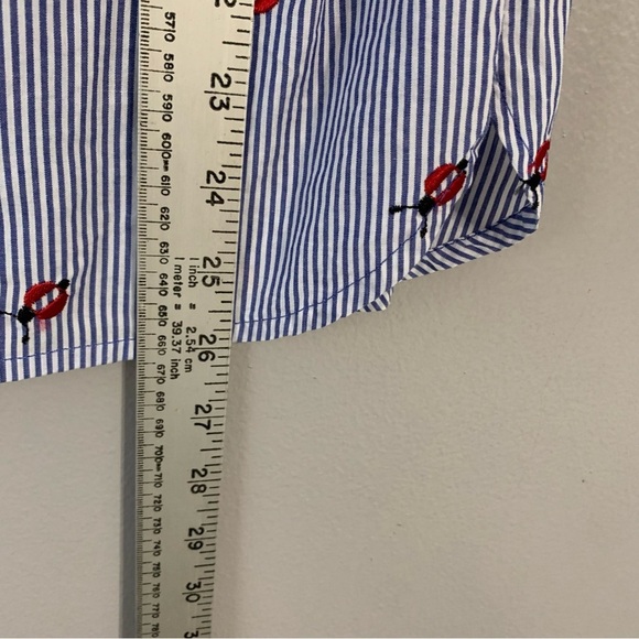 Talbots blue and‎ white striped popover ladybug tunic blouse. Size L - Picture 6 of 9